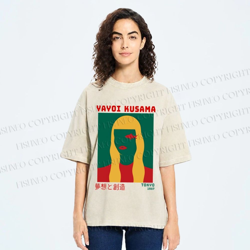 Unisex Yayoi Kusama Tokyo 1987 Vision Printed Washed Tee