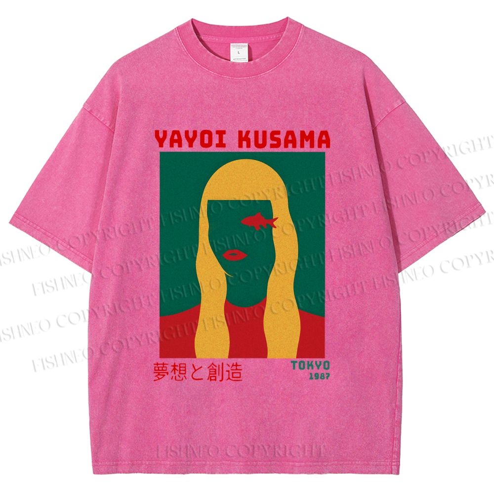 Unisex Yayoi Kusama Tokyo 1987 Vision Printed Washed Tee