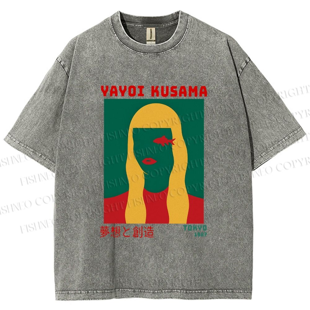 Unisex Yayoi Kusama Tokyo 1987 Vision Printed Washed Tee