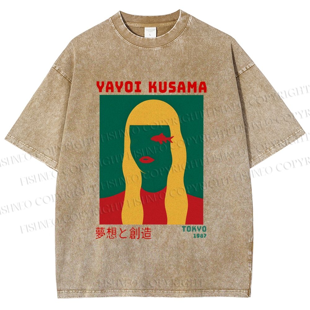 Unisex Yayoi Kusama Tokyo 1987 Vision Printed Washed Tee