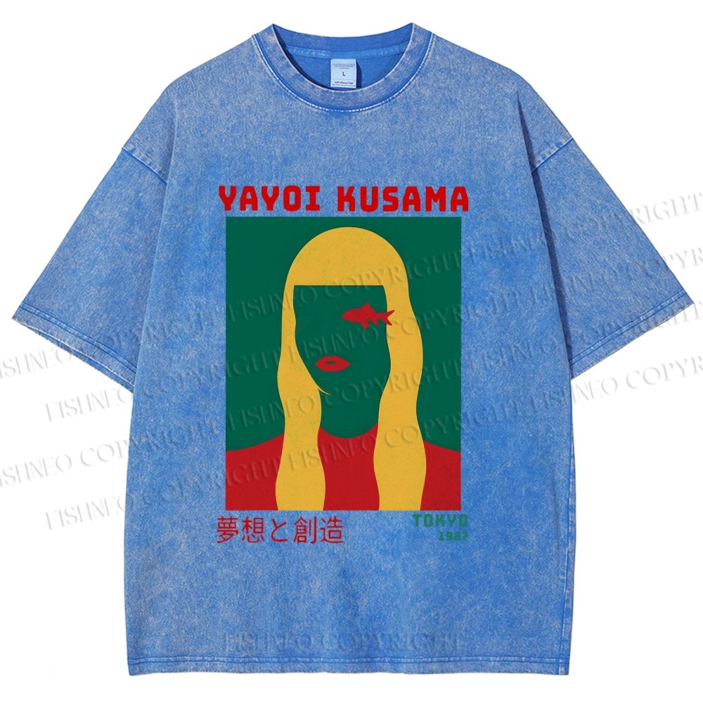 Unisex Yayoi Kusama Tokyo 1987 Vision Printed Washed Tee
