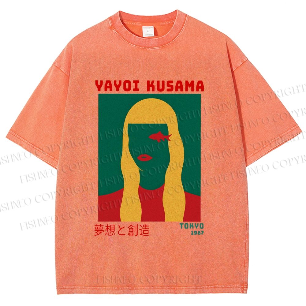 Unisex Yayoi Kusama Tokyo 1987 Vision Printed Washed Tee