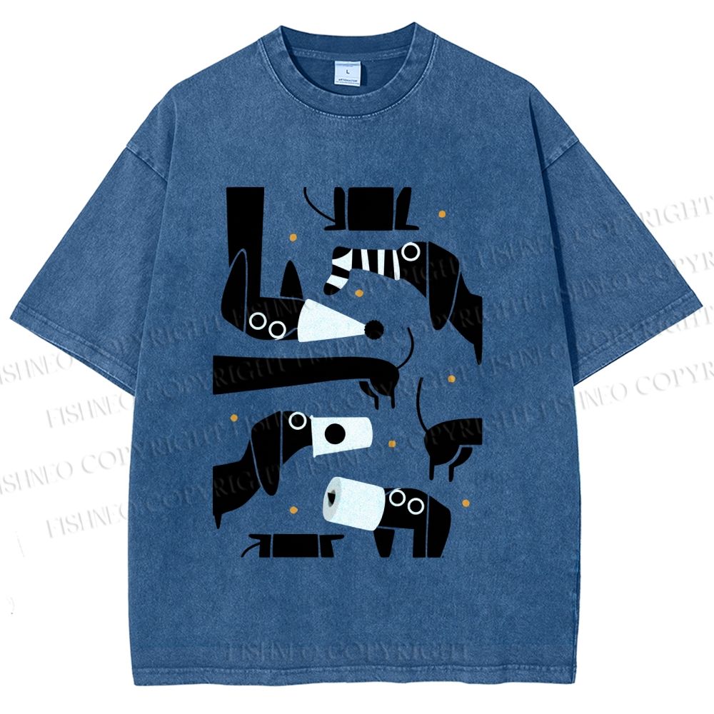 Unisex Dachshund Dilemma Printed Washed Tee