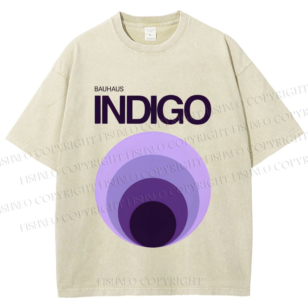Unisex Bauhaus Indigo Printed Washed Tee