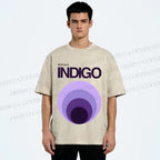 Unisex Bauhaus Indigo Printed Washed Tee