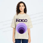 Unisex Bauhaus Indigo Printed Washed Tee