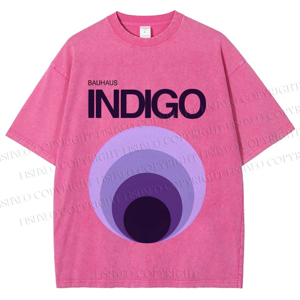 Unisex Bauhaus Indigo Printed Washed Tee