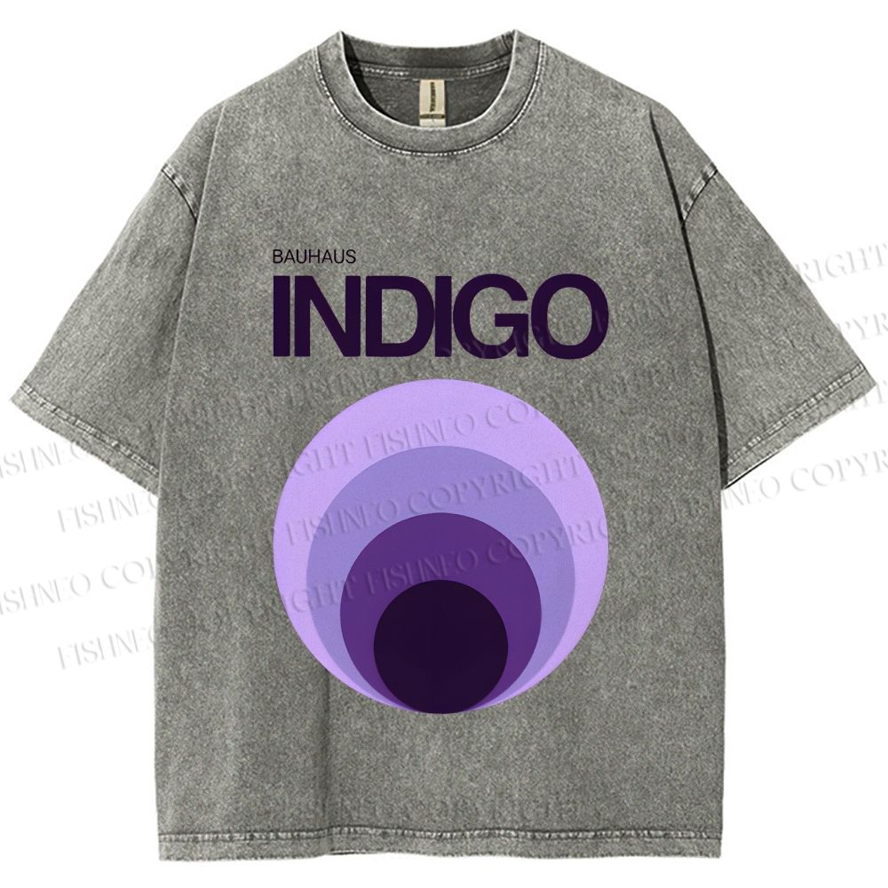 Unisex Bauhaus Indigo Printed Washed Tee