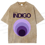 Unisex Bauhaus Indigo Printed Washed Tee