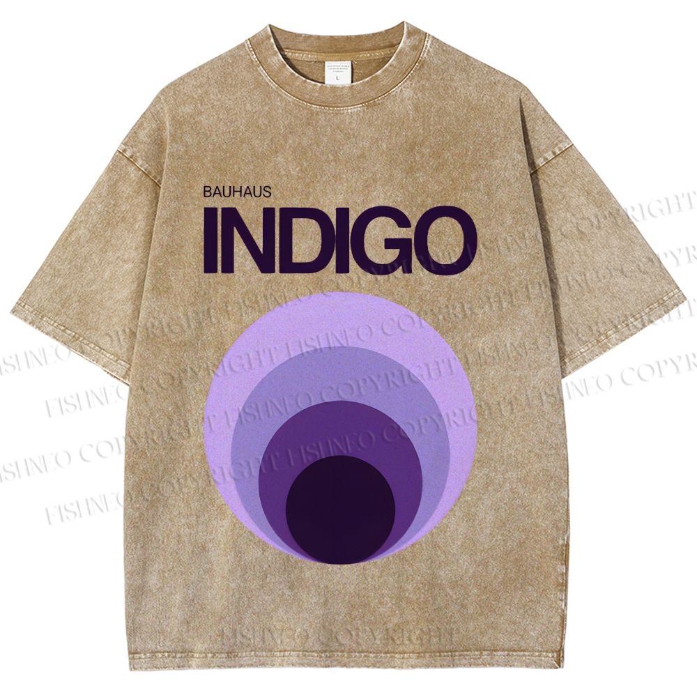 Unisex Bauhaus Indigo Printed Washed Tee