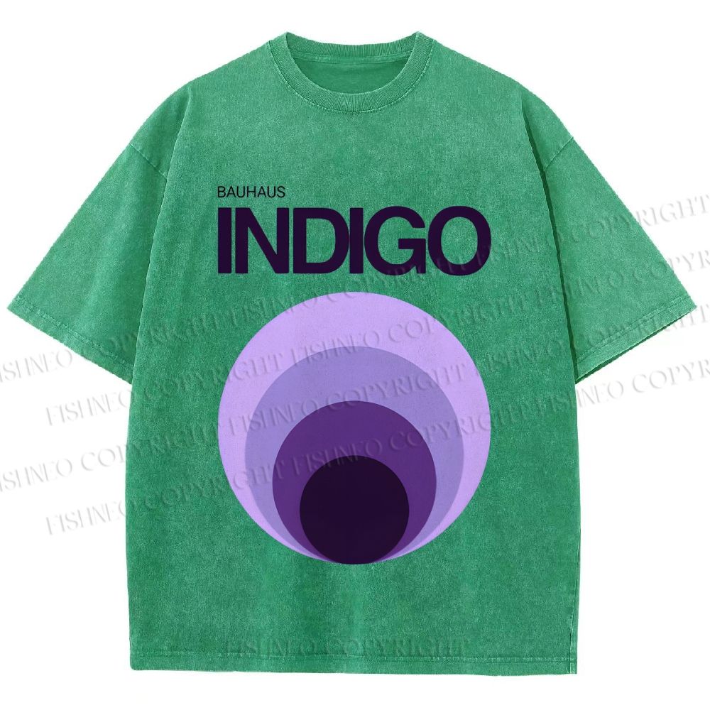 Unisex Bauhaus Indigo Printed Washed Tee