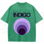 Unisex Bauhaus Indigo Printed Washed Tee