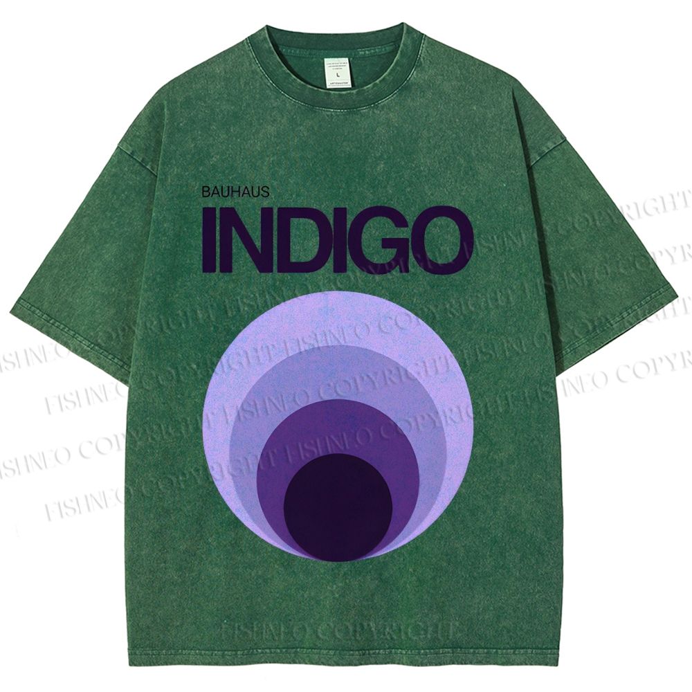 Unisex Bauhaus Indigo Printed Washed Tee