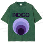 Unisex Bauhaus Indigo Printed Washed Tee