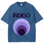 Unisex Bauhaus Indigo Printed Washed Tee