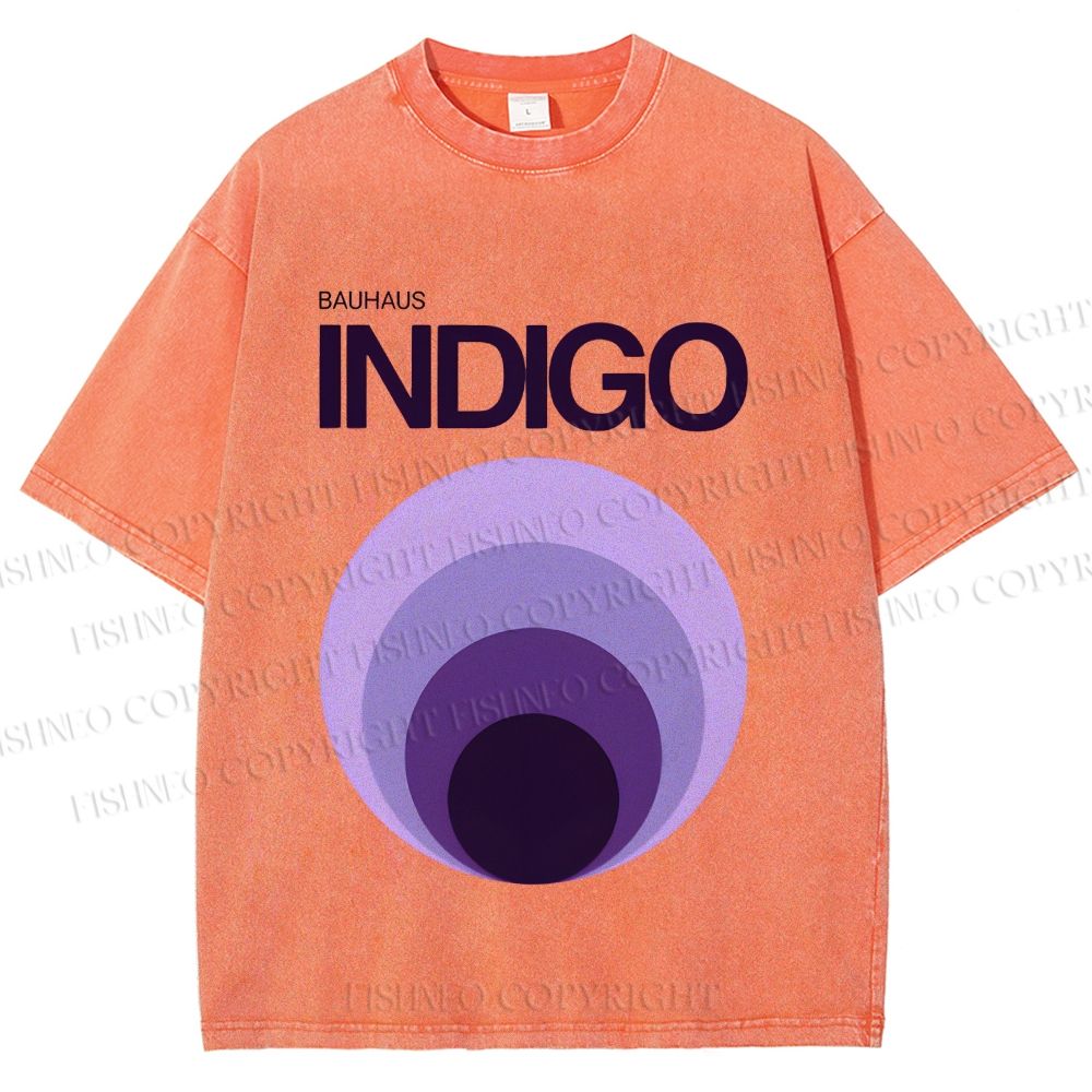 Unisex Bauhaus Indigo Printed Washed Tee