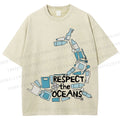 Unisex Respect the Oceans Whale Printed Washed Tee