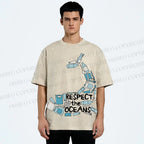 Unisex Respect the Oceans Whale Printed Washed Tee