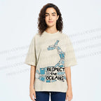 Unisex Respect the Oceans Whale Printed Washed Tee