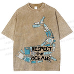 Unisex Respect the Oceans Whale Printed Washed Tee