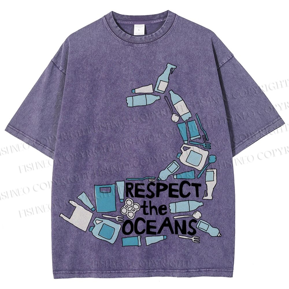 Unisex Respect the Oceans Whale Printed Washed Tee