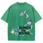 Unisex Respect the Oceans Whale Printed Washed Tee