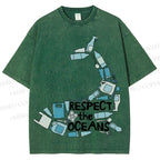 Unisex Respect the Oceans Whale Printed Washed Tee