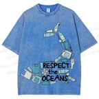 Unisex Respect the Oceans Whale Printed Washed Tee
