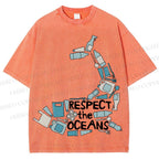 Unisex Respect the Oceans Whale Printed Washed Tee