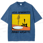 Unisex Less Spaghetti More Upsetti Cat Printed Washed Tee