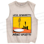 Unisex Less Spaghetti More Upsetti Cat Printed Washed Tank Top