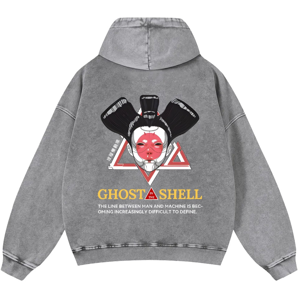 Ghost in the Shell Geisha Vintage Washed Cotton Back Art Hoodie
