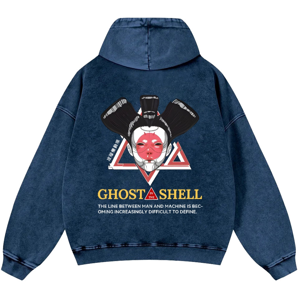 Ghost in the Shell Geisha Vintage Washed Cotton Back Art Hoodie