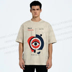 Unisex Bauhaus Geometric Eye Printed Washed Tee