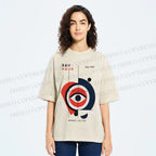 Unisex Bauhaus Geometric Eye Printed Washed Tee