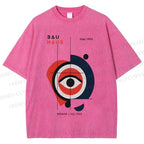 Unisex Bauhaus Geometric Eye Printed Washed Tee