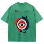 Unisex Bauhaus Geometric Eye Printed Washed Tee