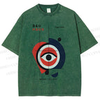 Unisex Bauhaus Geometric Eye Printed Washed Tee