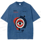 Unisex Bauhaus Geometric Eye Printed Washed Tee