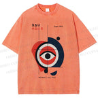 Unisex Bauhaus Geometric Eye Printed Washed Tee