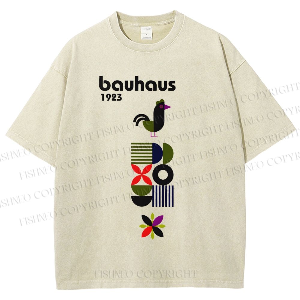 Unisex Bauhaus Geometric Bird Printed Washed Tee