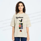 Unisex Bauhaus Geometric Bird Printed Washed Tee
