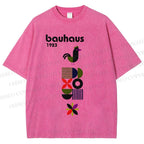 Unisex Bauhaus Geometric Bird Printed Washed Tee