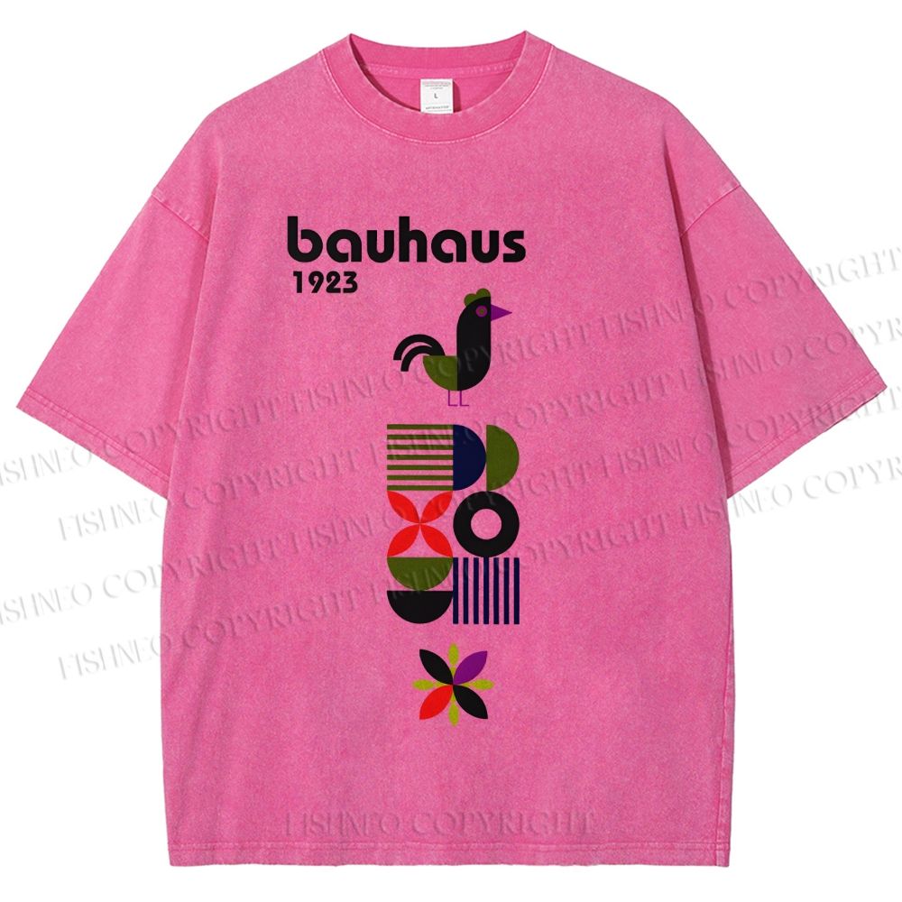 Unisex Bauhaus Geometric Bird Printed Washed Tee