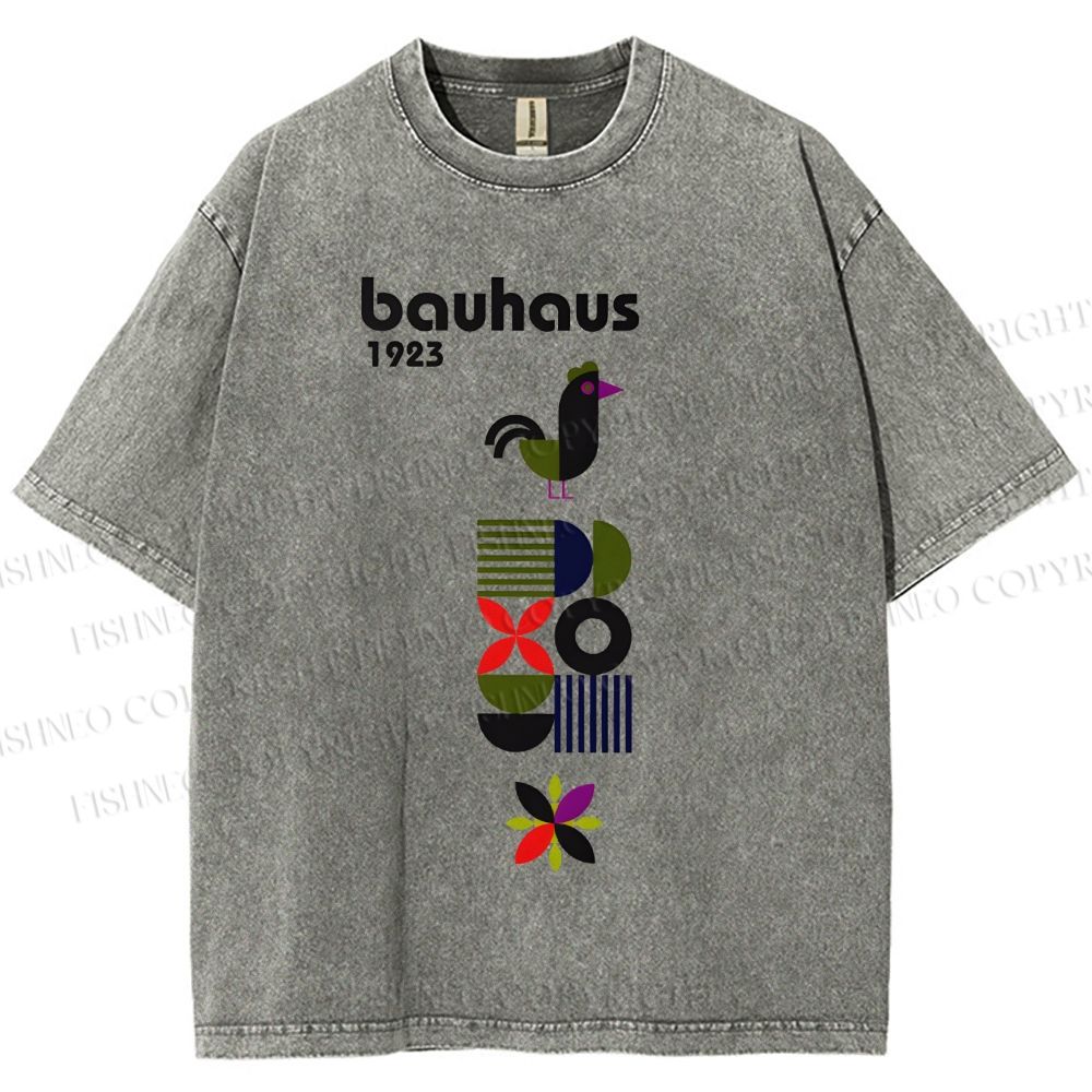Unisex Bauhaus Geometric Bird Printed Washed Tee