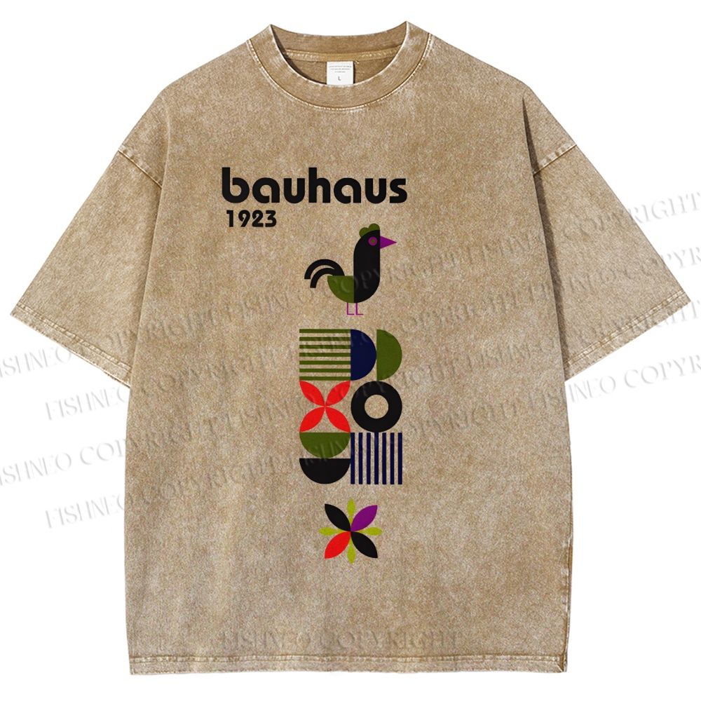 Unisex Bauhaus Geometric Bird Printed Washed Tee