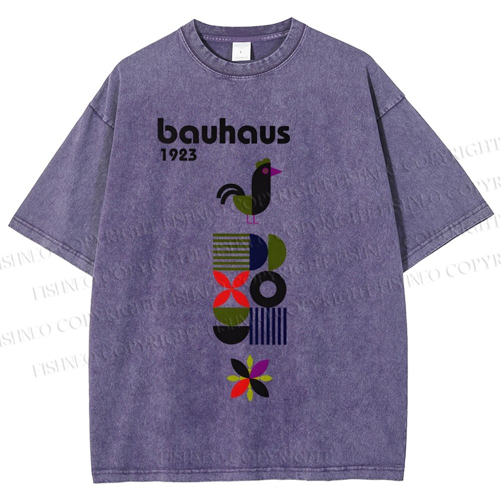 Unisex Bauhaus Geometric Bird Printed Washed Tee