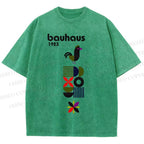 Unisex Bauhaus Geometric Bird Printed Washed Tee
