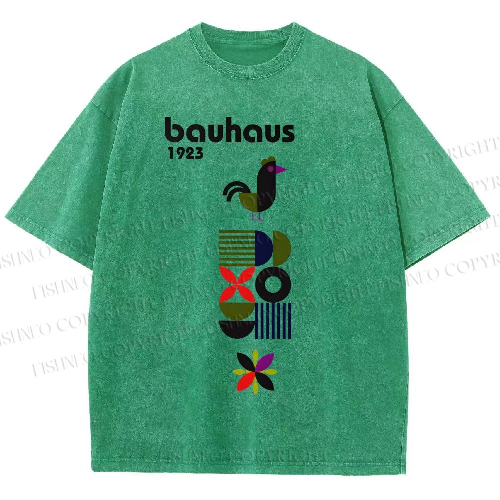 Unisex Bauhaus Geometric Bird Printed Washed Tee