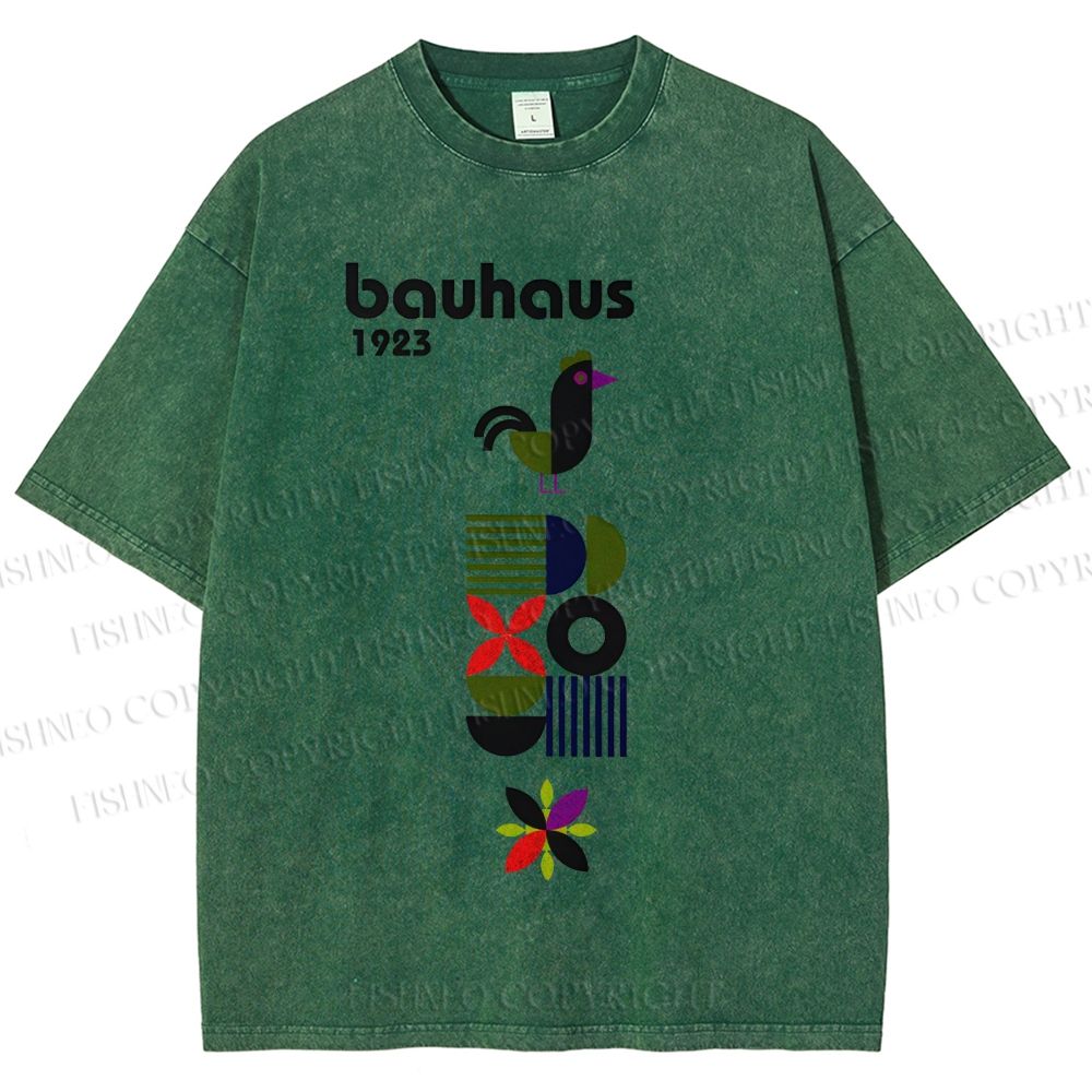 Unisex Bauhaus Geometric Bird Printed Washed Tee
